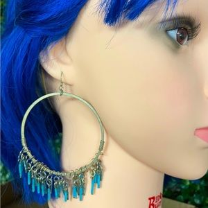 Y2K Hoop Earrings with Turquoise Bead Details